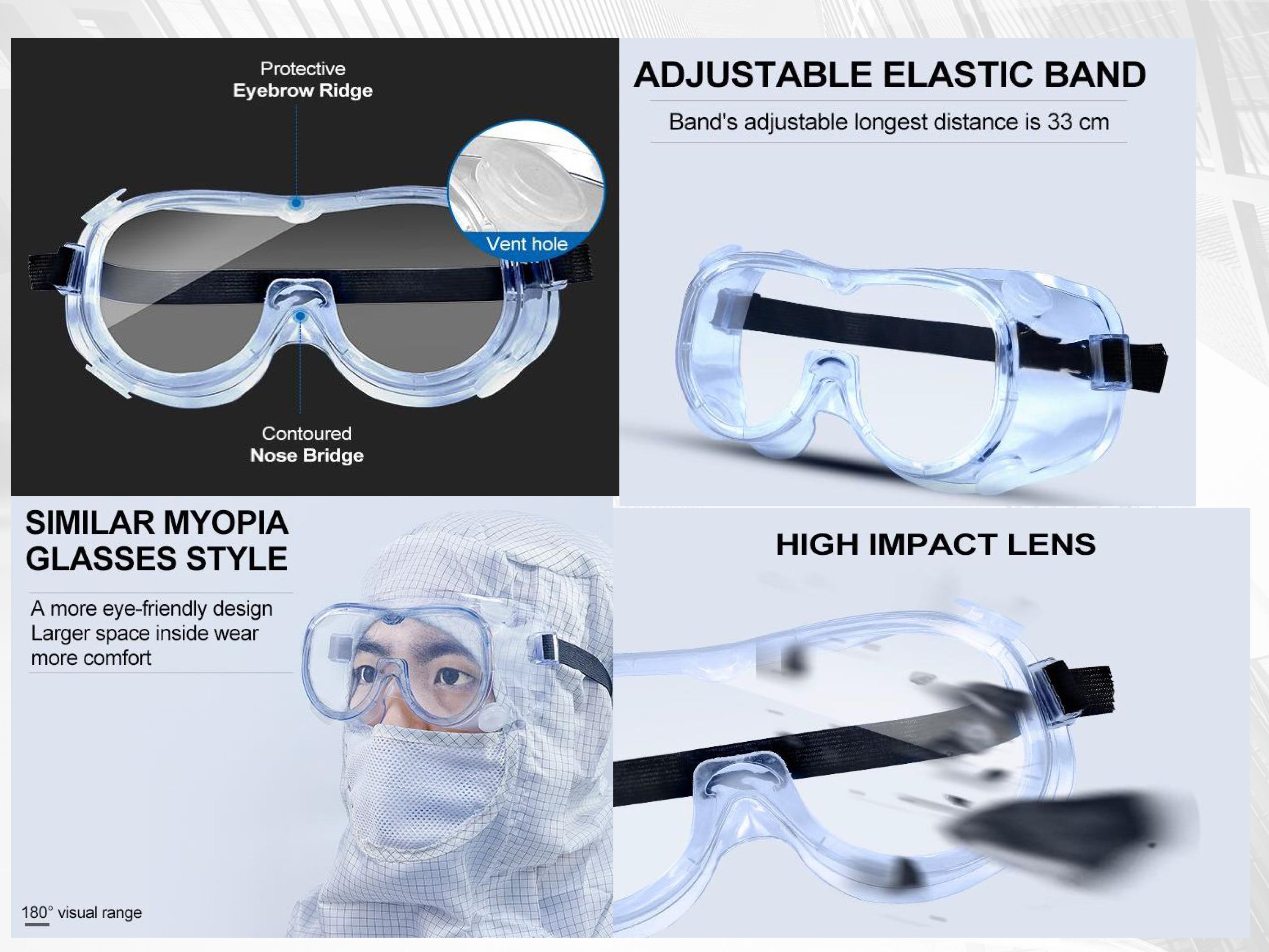 Aurora 200100 Anti-Fog Anti-Shock Safety Medical Goggles GB14866-2006 Dustproof with Side Vent Air Holes 2/Pk Aurora 200100 Anti-Fog Anti-Shock Safety Medical Goggles GB14866-2006 Dustproof with Side Vent Air Holes 2/Pk